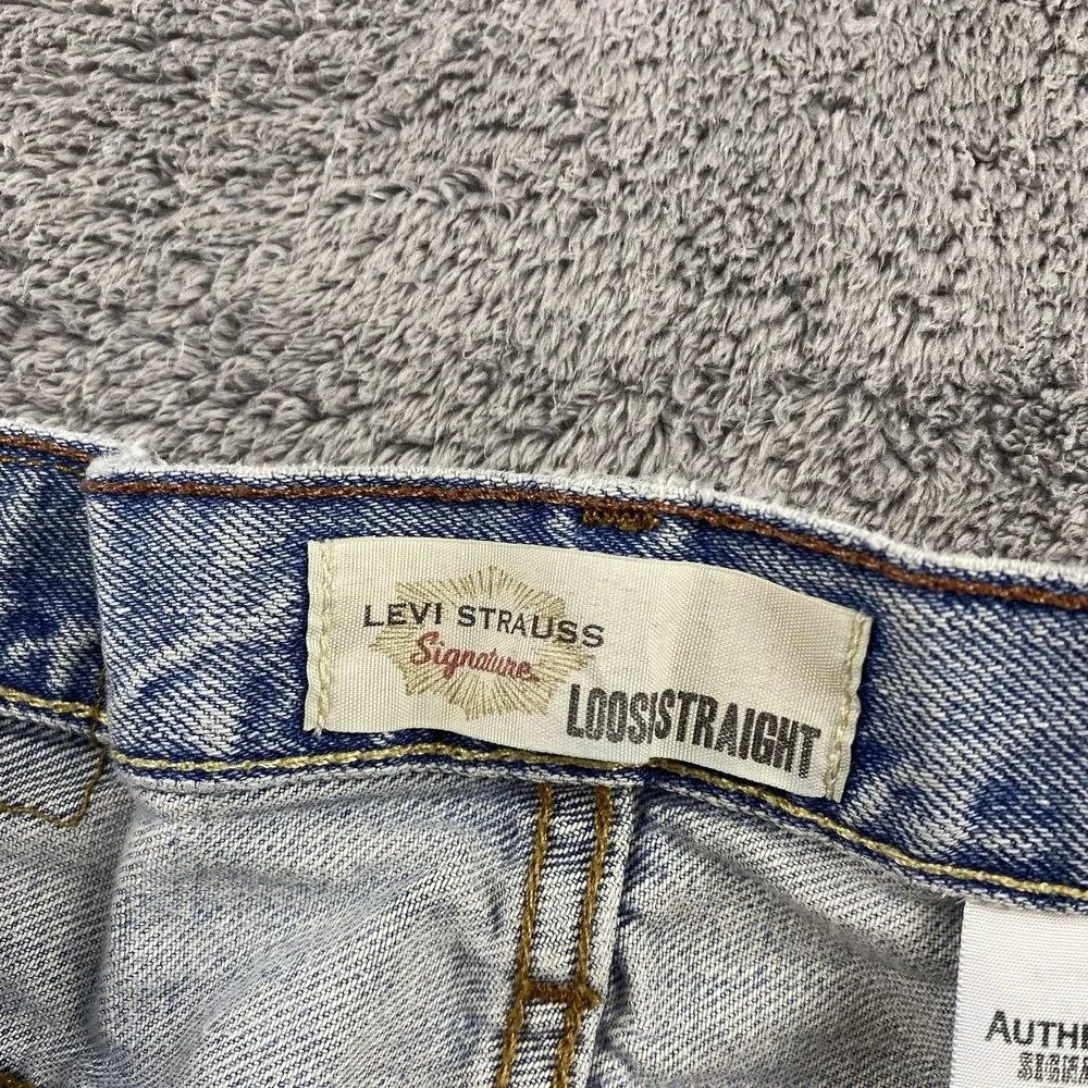 Levis Strauss‎ Signature Loose Straight Mens 38x29 Blue Light Wash High Rise